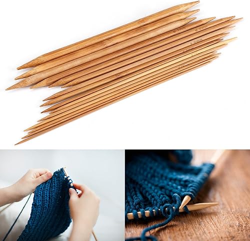 Miniatura 5 de Juego de agujas de tejer de doble punta 15 tamaños agujas largas de doble punta de 0.079 in a 0.394 in (longitud: 7.9 in)