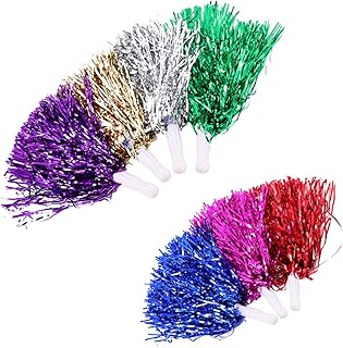 Tomaibaby 14pcs Cheerleader Pom Poms Metallic Cheerleading Pom Pom Hand Flowers Christmas Party School Sports Meet Dance B...