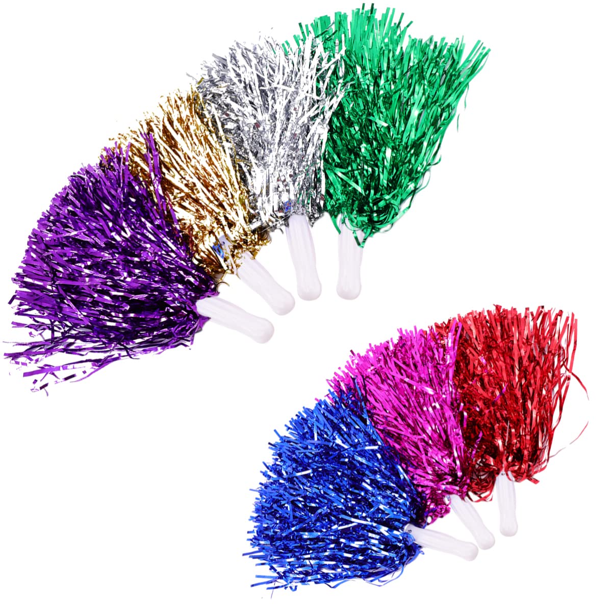 Tomaibaby 14pcs Cheerleader Pom Poms Metallic Cheerleading Pom Pom Hand Flowers Christmas Party School Sports Meet Dance Ball- Flower Props ( Mixed Color )