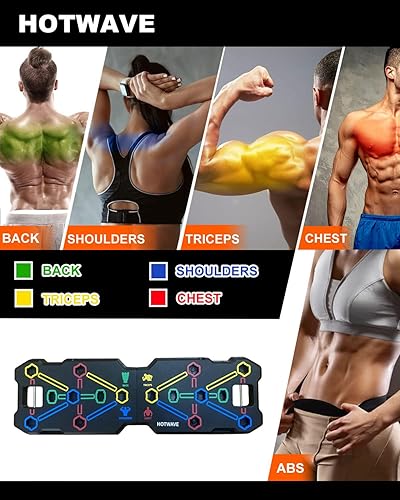 Miniatura 2 de HOTWAVE Equipo de entrenamiento portátil con 20 accesorios de gimnasio. Tabla de empuje y tablón, banda de resistencia con rueda de rodillo