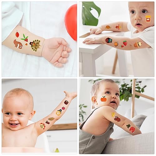 Miniatura 6 de Tatuajes temporales de Acción de Gracias para niños, calcomanías de otoño de Acción de Gracias, regalos de decoración de fiesta, regalos para niños