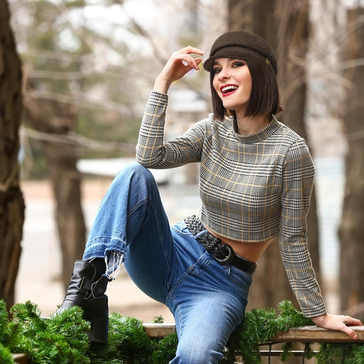 Womens Newsboy Caps Cabbie Cap 100% Wool Visor Beret Hat Flat Bakerboy Hat Ladies Pageboy Caps for Womens Newsboy Hat - Image 6