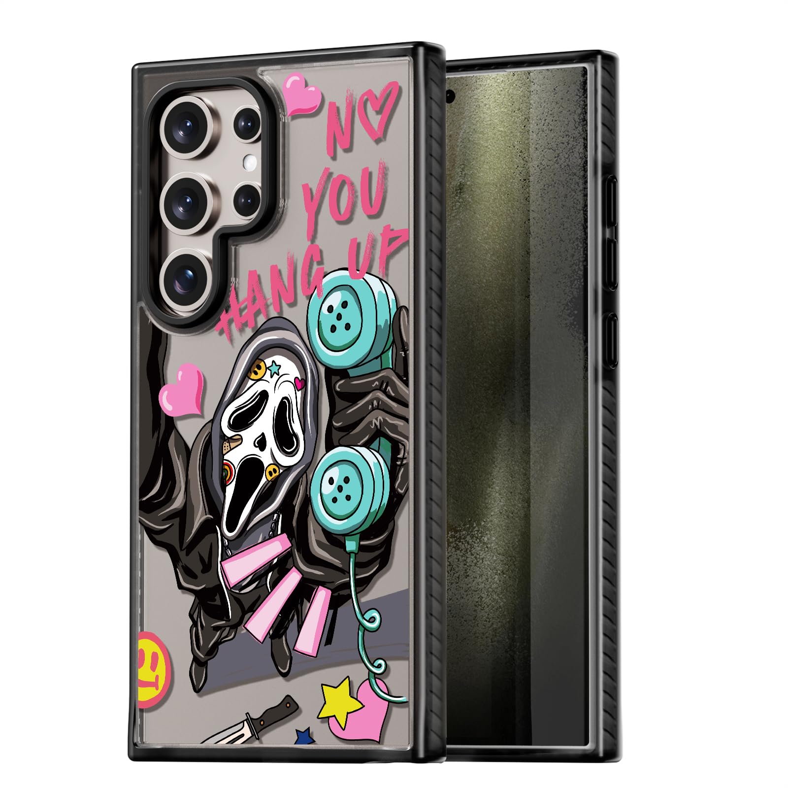 Rosarnnah Compatible for Samsung Galaxy S24 Ultra Case Cute Aesthetic - Fashion Funny Scream Skeleton Skull Print Cover - Durable Shockproof Protective Phone Case 6.8" Black