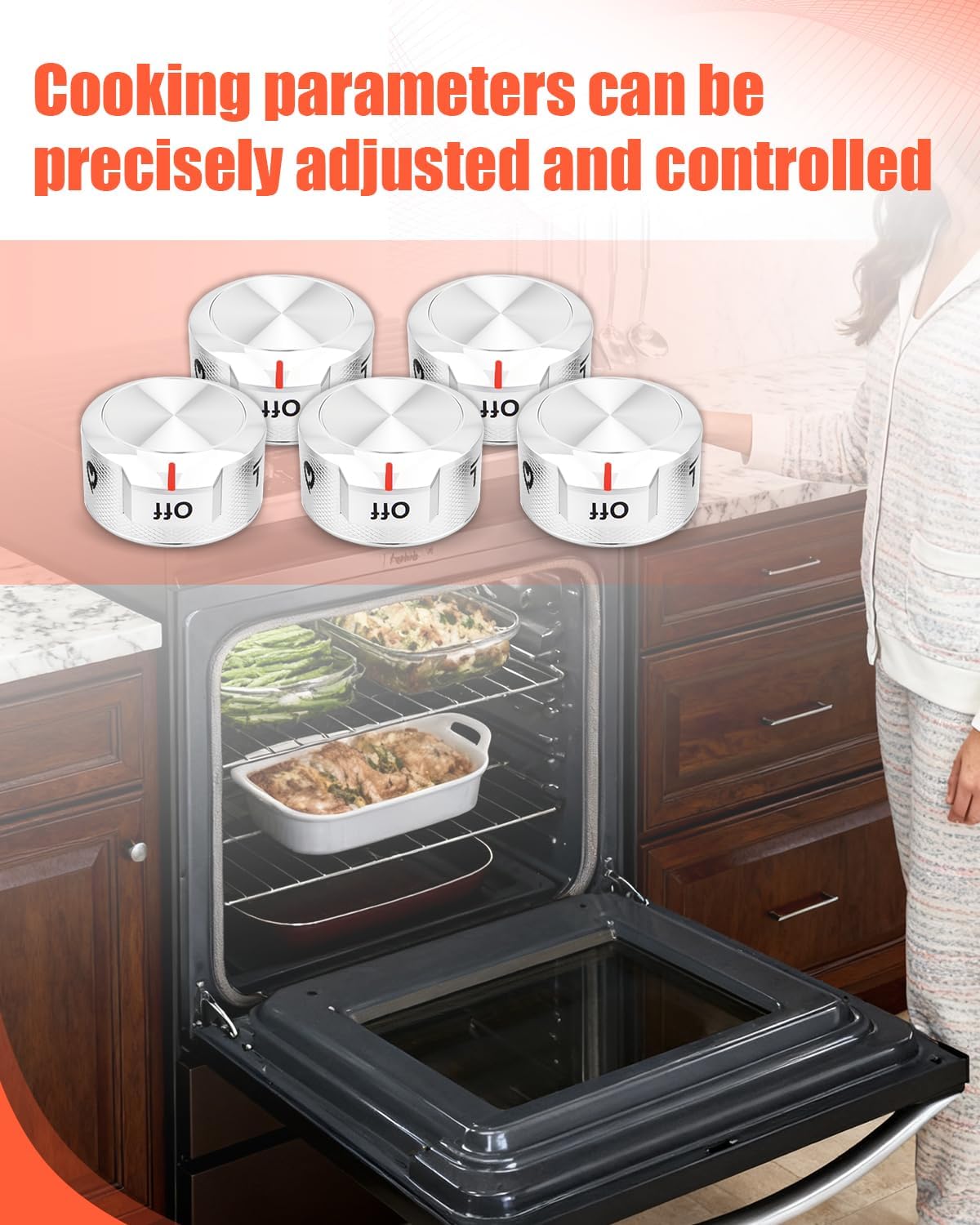 5 Pcs W11030413 Stove Control Knob Fit for Whirlpool KitchenAid Stove Some Models, Range Control Knob, Replacement W10643306 W10786063 W11027434 AP6038805 PS11770322