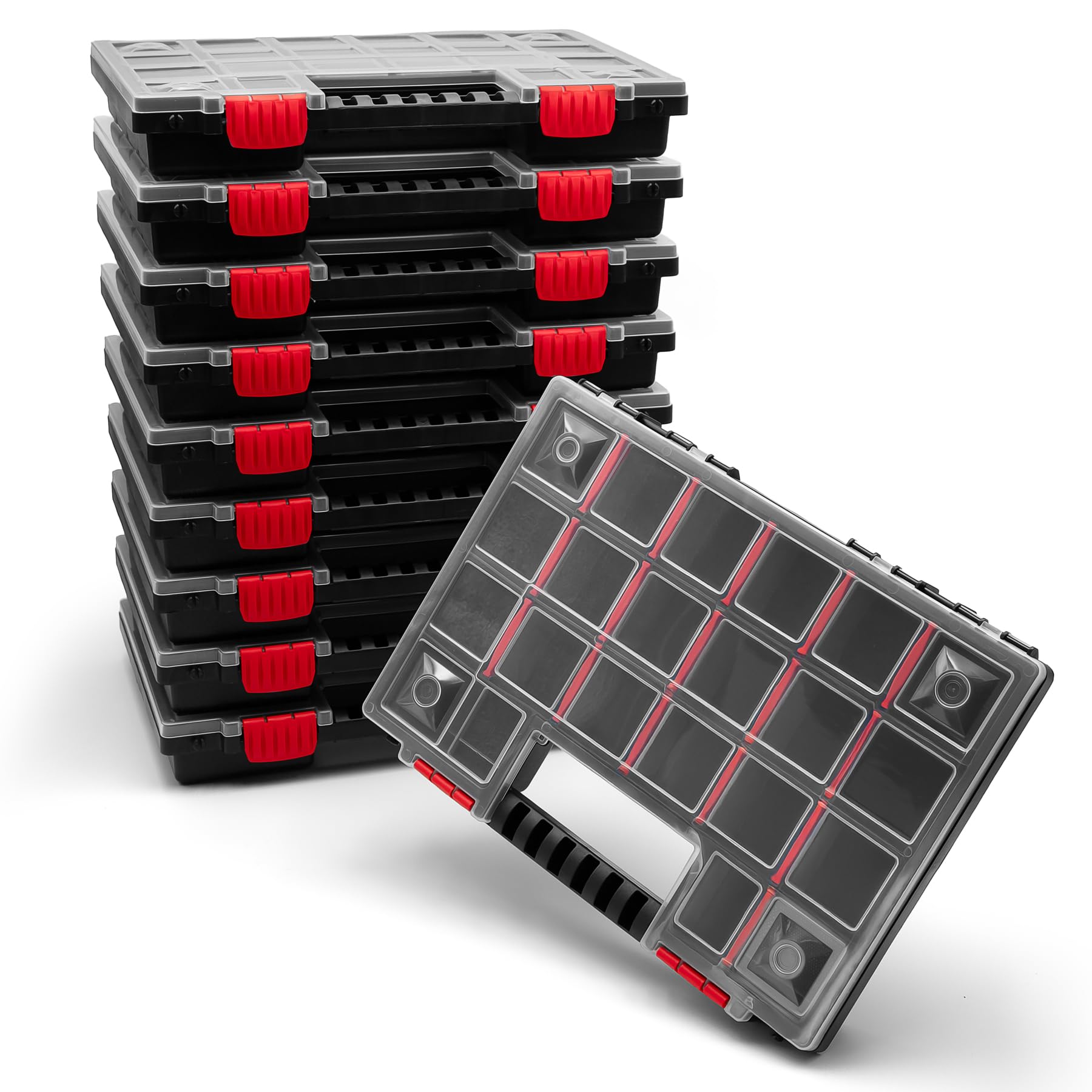 BigDean Lot de 10 boîtes de rangement XL avec division flexible, fabriquées en Europe