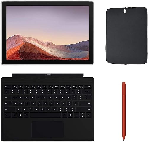 Microsoft Surface Pro 7 - Tablet PC con pantalla táctil de 12.3 pulgadas con cubierta tipo tapa, bolígrafo de superficie roja y funda WOOV, Intel