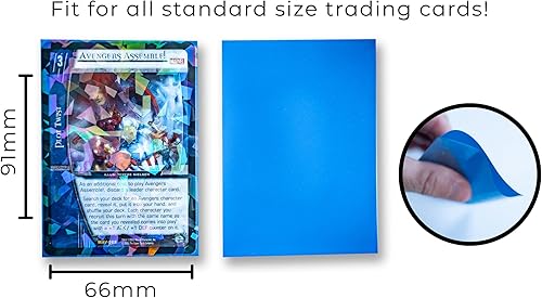 Miniatura 3 de 100 fundas holográficas azul oscuro para tarjetas, ajuste perfecto, fundas brillantes para tarjetas coleccionables, tamaño estándar, fundas de