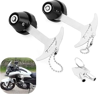 Motorcycle Helmet Lock,GUAIMI Handle Bar Ends Helmet Lock Handlebar Plugs End Caps Anti-Theft Helmet Lock for CBR600RR NC700/NC750 CBR300R VFR1200F VFR800 Goldwing GL1800 - Black