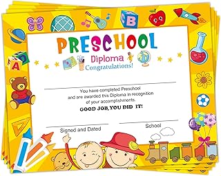 Pack of 35 Preschool Diploma Certificate for Kids, Students Kindergarten Graduation Certificates, Print or Write 8.5” X 11”