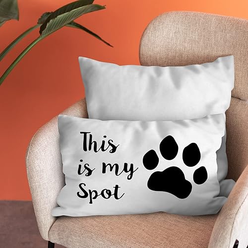 Miniatura 2 de Burosev This is My Spot - Funda de almohada suave con estampado de huellas de perro, divertida funda de almohada decorativa para mascotas, amante de