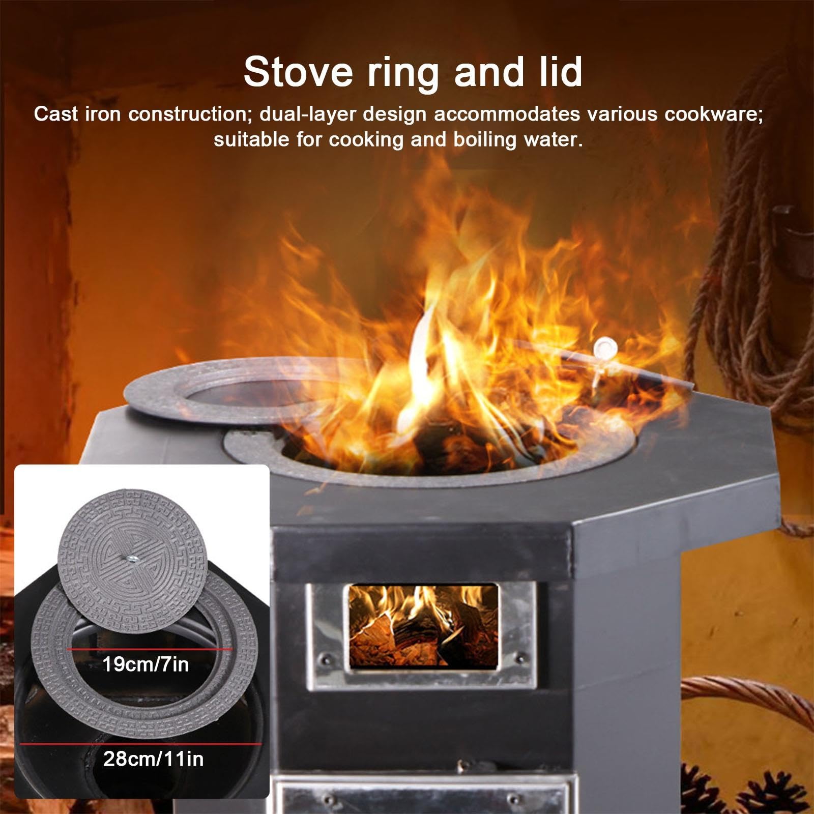 Stufa a Legna con Forno, 2 Finestre di Ispezione, Cucina a Legna