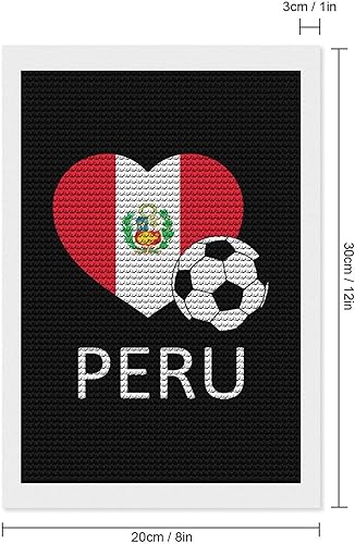 Miniatura 2 de Love Peru Soccer Football 5D Kits de pintura de diamantes Taladro completo Artesanías de arte DIY utilizado para decoración de pared del hogar