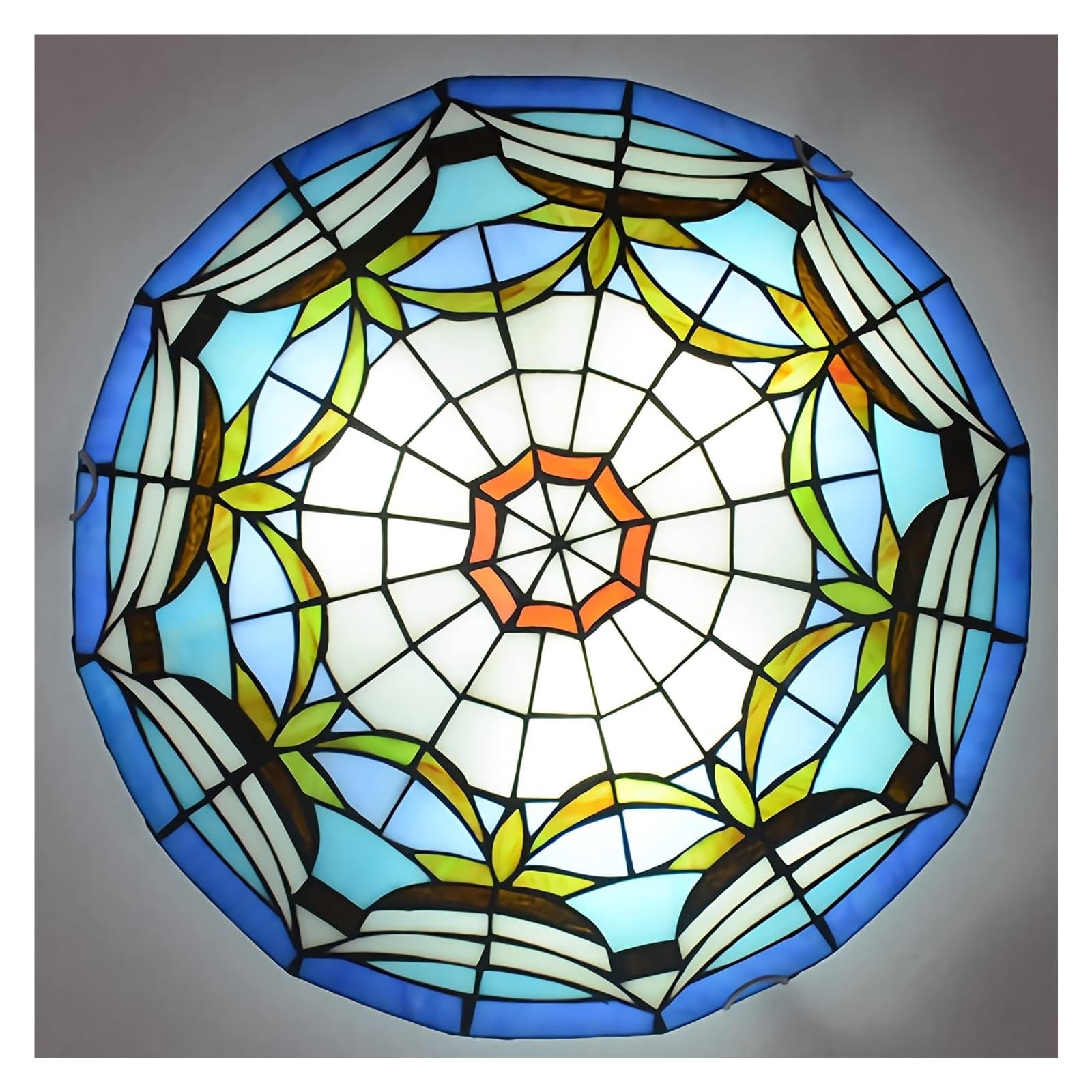 Plafonnier LED vintage montage encastré luminaire E27 verre teinté 40 cm