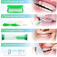 Vista 5 de Annhua Juego de 8 piezas de cuidado de ortodoncia para aparatos ortopédicos, kit de herramientas de limpieza de dientes con cepillo interdental
