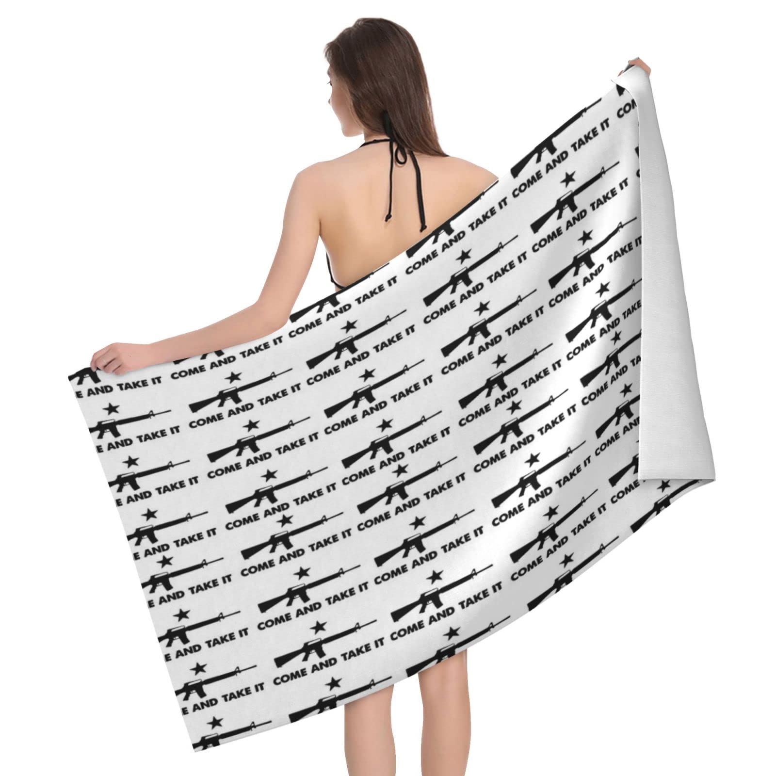 Lawenp Come and Take It Beach Towel, Lightweight Sand Free Quick Dry Microfiber Absorbent Bath Towel for Kids, Adults, Swimming, Bath, Yoga, Pool, Travel, Camping 32"X52"