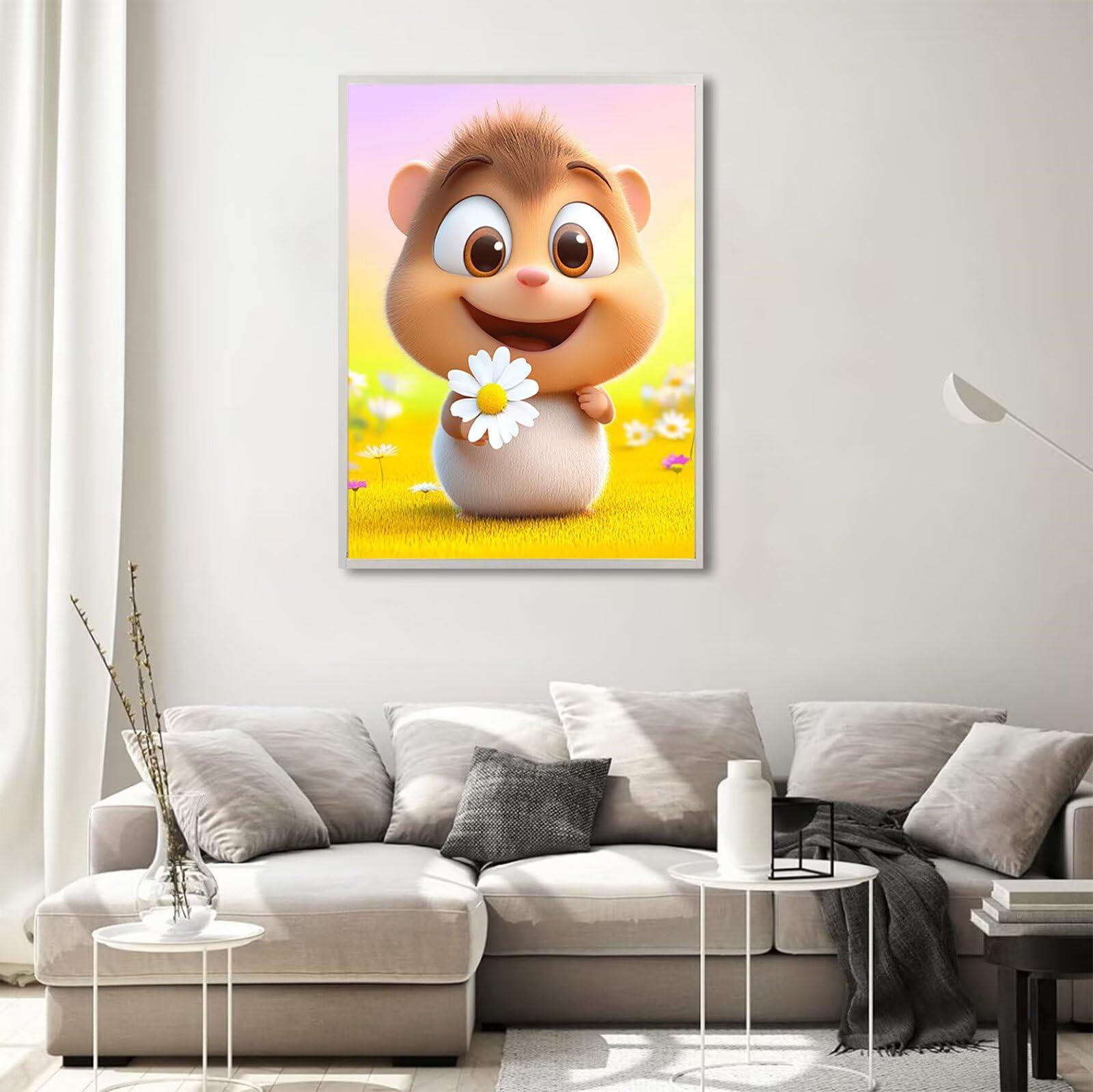 Diamond Painting Erwachsene Tier 5D Diamond Painting Gänseblümchen Muster DIY Set Erwachsene Anfänger, Vollbohrer Diamanten Malerei Bastelset für Zimmer Wand Deko Schlafzimmer 70x100cm, Model881