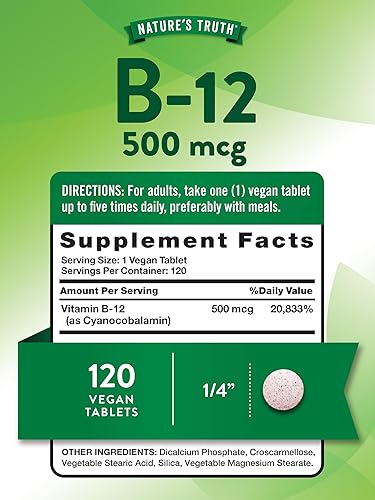 Miniatura 2 de Nature's Truth Vitamina B12 | 500 mcg | 120 tabletas | Suplemento vegano, sin OMG y sin gluten