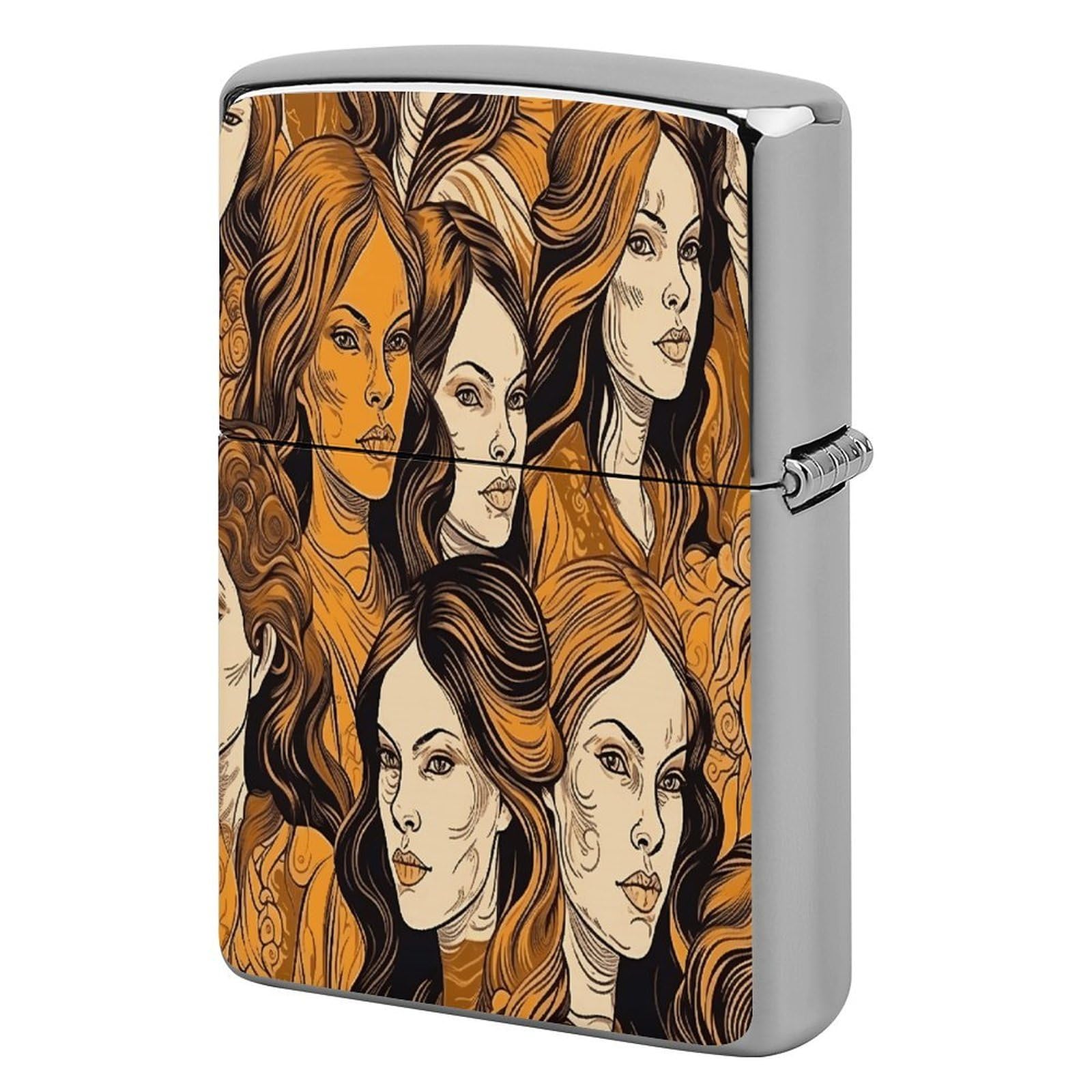 Fodpand Women's Style Face Metal Lighter Case Cover Lighter Sleeve