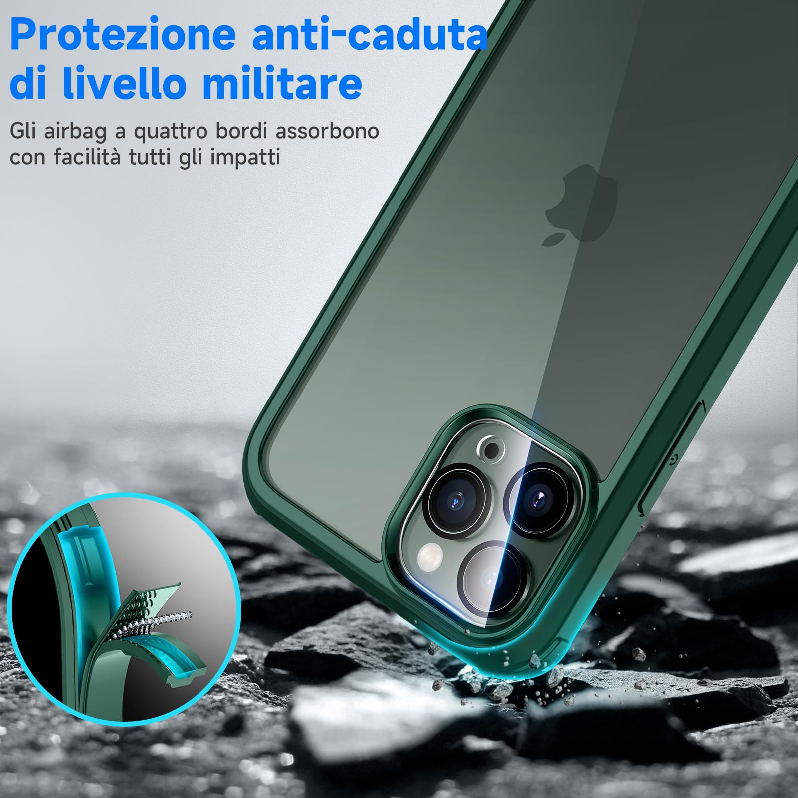 seacosmo Cover per iPhone 11 Pro, [9H HD] con Vetro Temperato Integrato Schermo, Pellicola Fotocamera, 360 Gradi Antiurto Protezione Fronte Retro Rugged Custodia Slim Doppia Faccia Case - Verde