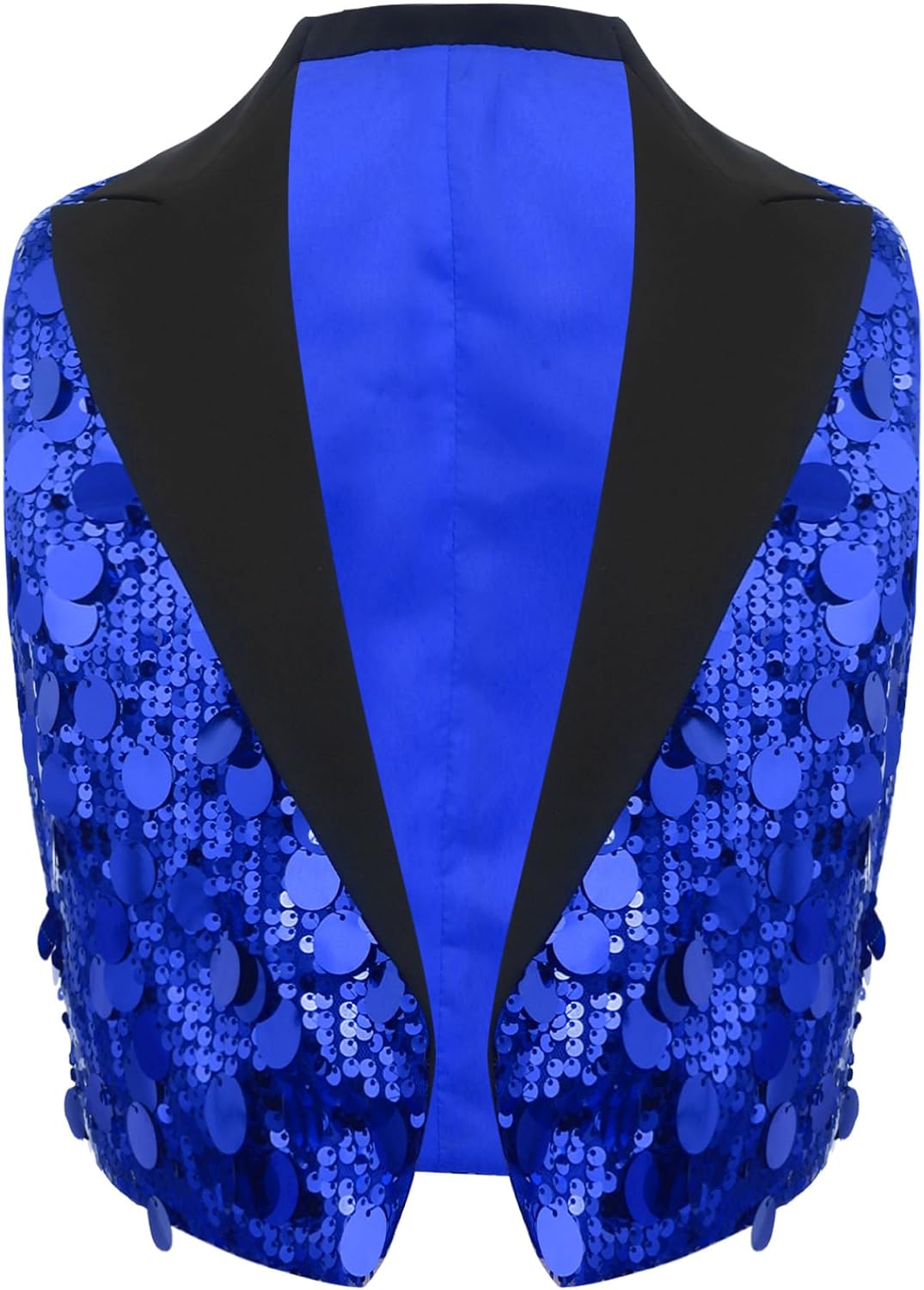 Kids Girls Sleeveless Sequin Vest Top Shiny Glitter Hip Hop Jazz Dance Top Party Sparkly Waistcoat Blazer