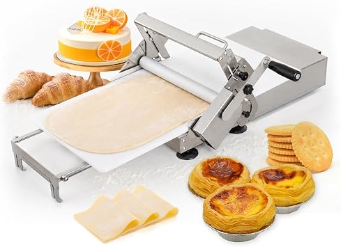 Dough Sheeter Machine 12" - Manual Folding Dough Roller Machine with 0-27 MM Adjustable Thickness Suitable for Home Easily Produce Puff Pastry Dough
