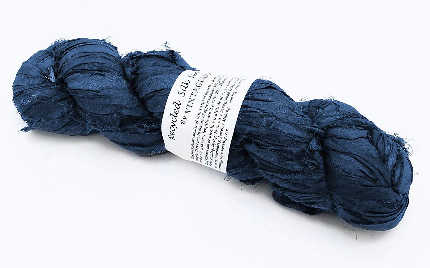 100g Recycled Sari Silk Ribbon Garn, Schmuck machen Trim - Preußen Blau