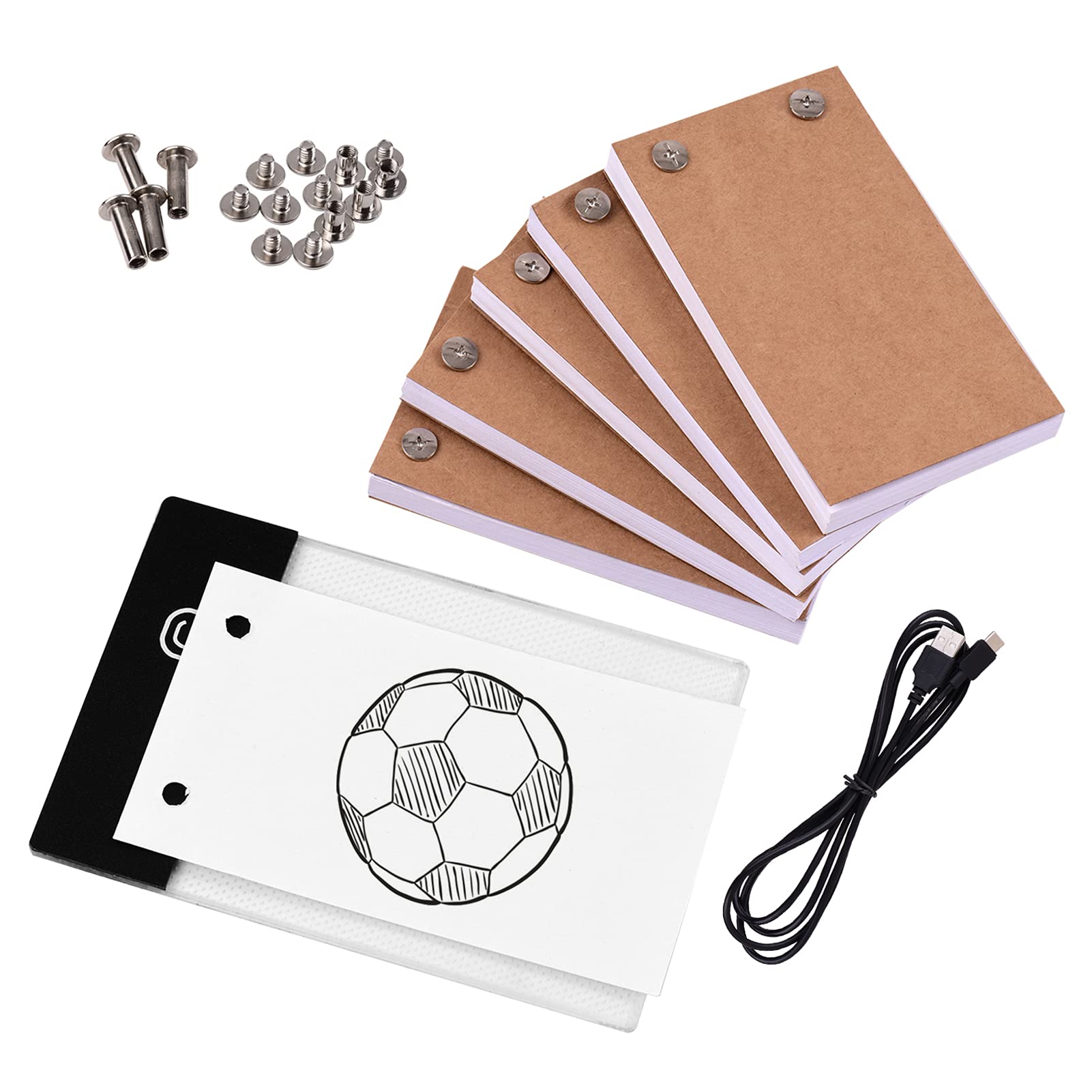 F FABOBJECTS® Professional flipbook kit Flip Book Kit with Light Pad LED Light Box Tablet 300 Sheets Drawing Paper Flipbook with Binding Screws for Drawing Tracing Animation Sketching Cartoon Creation