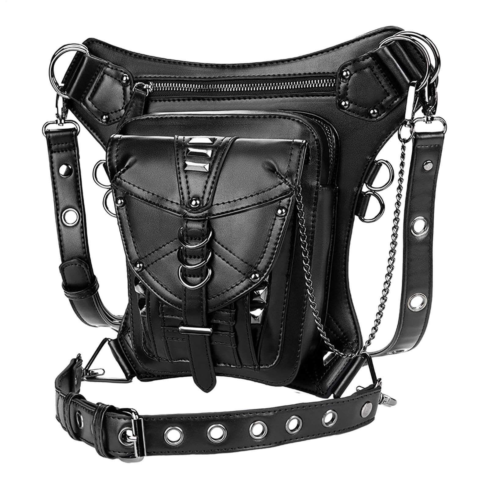 Pochette per cintura rinascimentale - Pochette per cintura rinascimentale | Medievale | Vita gamba caduta in pelle PU Steampunk cinturino regolabile retrò Punk Organizer impermeabile | Escursioni