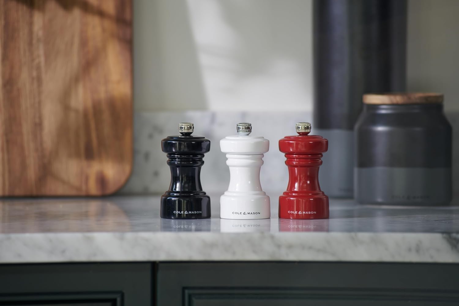 Cole & Mason Hoxton Mill - Table Black Pepper Grinder - Refillable Peppercorn Grinder - Kitchen & Home Accessory - Pepper Mill with Carbon Steel Mechanism - 4'', Black Gloss image 2