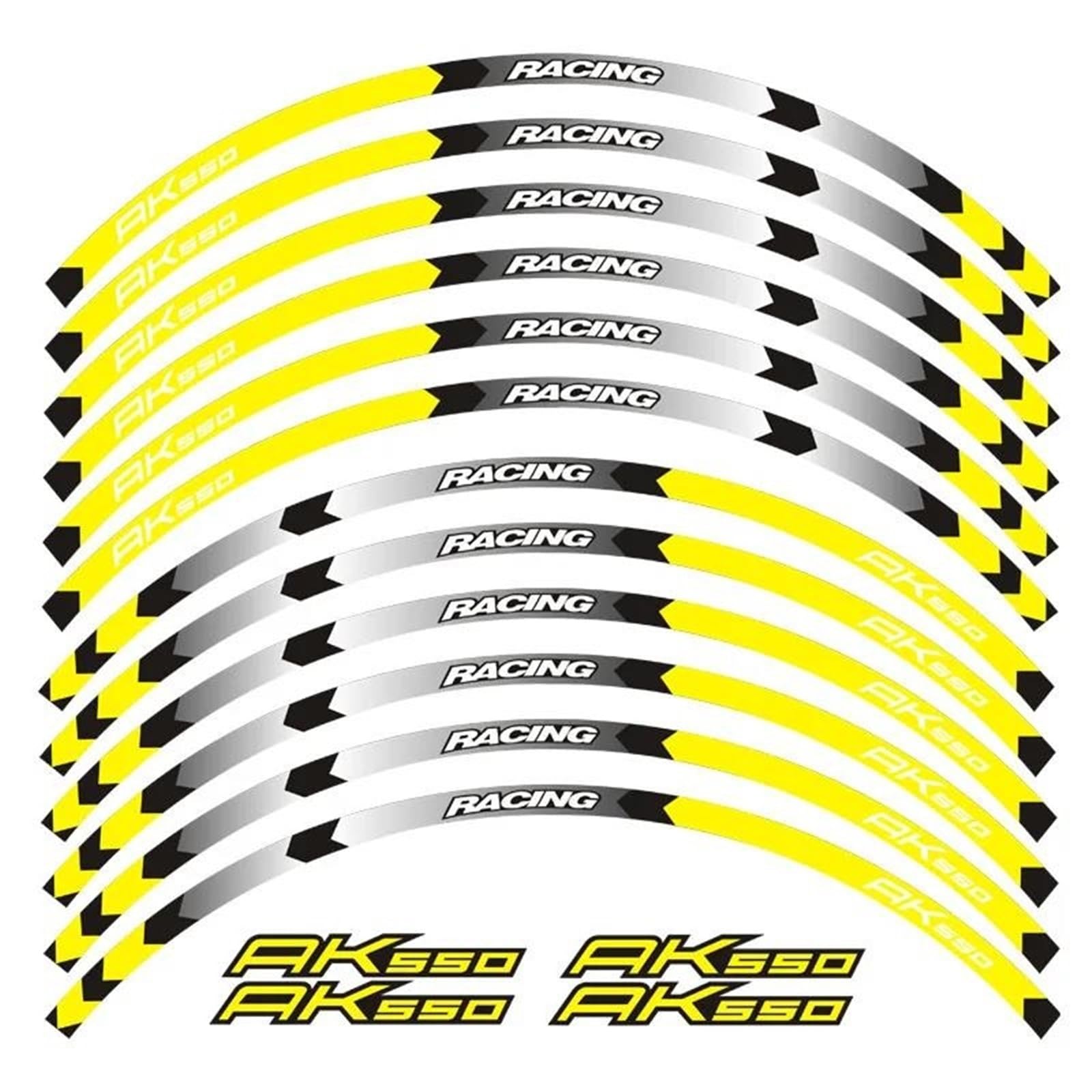 12 Strips Motorcycle Reflective Decals Wheels Rim Stickers Decoration Styling Sticker for KYMCO AK550 Ak 550 Motorbike(Color2)