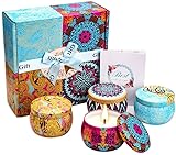 【 Cera de soja ecológica 】Velas 4pcs conjunto hecho de cera de soja y aceites de aromaterapia natural y 100% libre de plomo mechas de algodón tejidas. Es inofensivo para usted o sus mascotas.