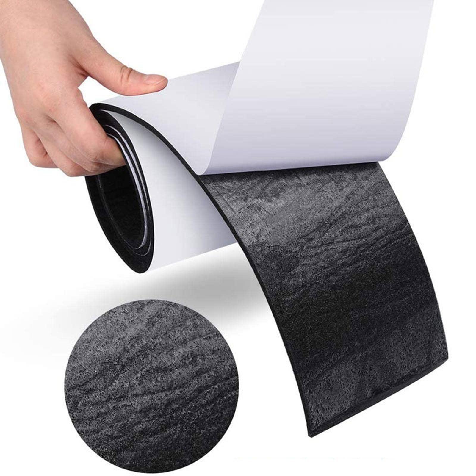Juego de 5 rollos de fieltro autoadhesivos para superficies duras, tiras de fieltro resistentes, color gris claro