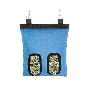 Honelife Rabbit Hay Feeder Bags Guinea Pigs Hay Bag Long Wear Feeder Bag Hanging Feeding Device with 2 Holes for Small Animals Feeding Supply