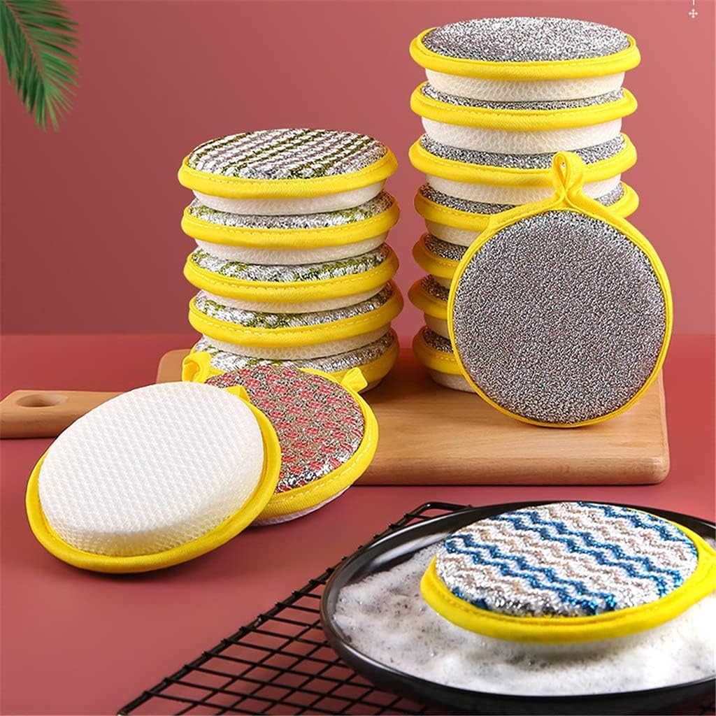 Dishwashing Sponge Block Kitchen Non-Stick Oil Brush Pot Household Dish Cloth Double-Sided Cleaning Cotton Scouring Pad 20 Pcs