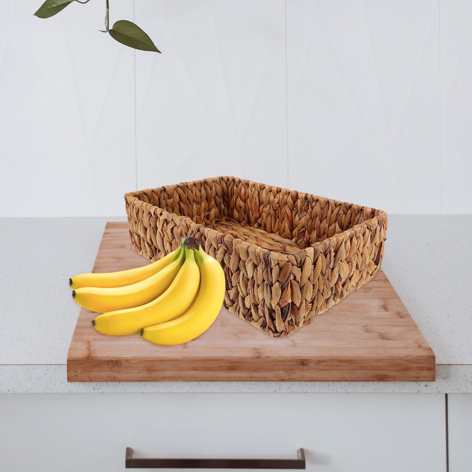 Handgeflochtener Weidenkorb Aufbewahrungskorb Rechteckiger Organizer aus Seegras 36x22x10cm für Küche Bad Büro Regale