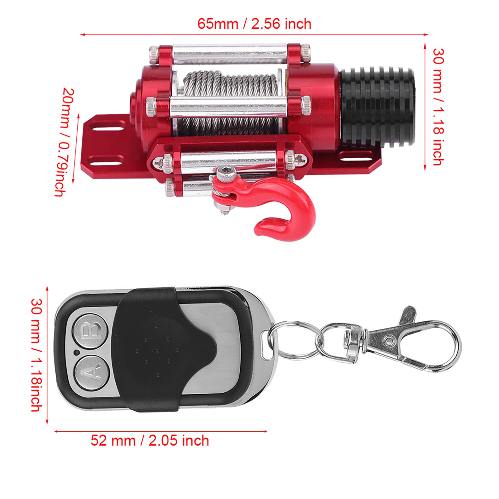 Demeras Verricello RC con Telecomando, Accessorio per Auto cingolato con verricello Elettrico in Metallo in Scala 1/10