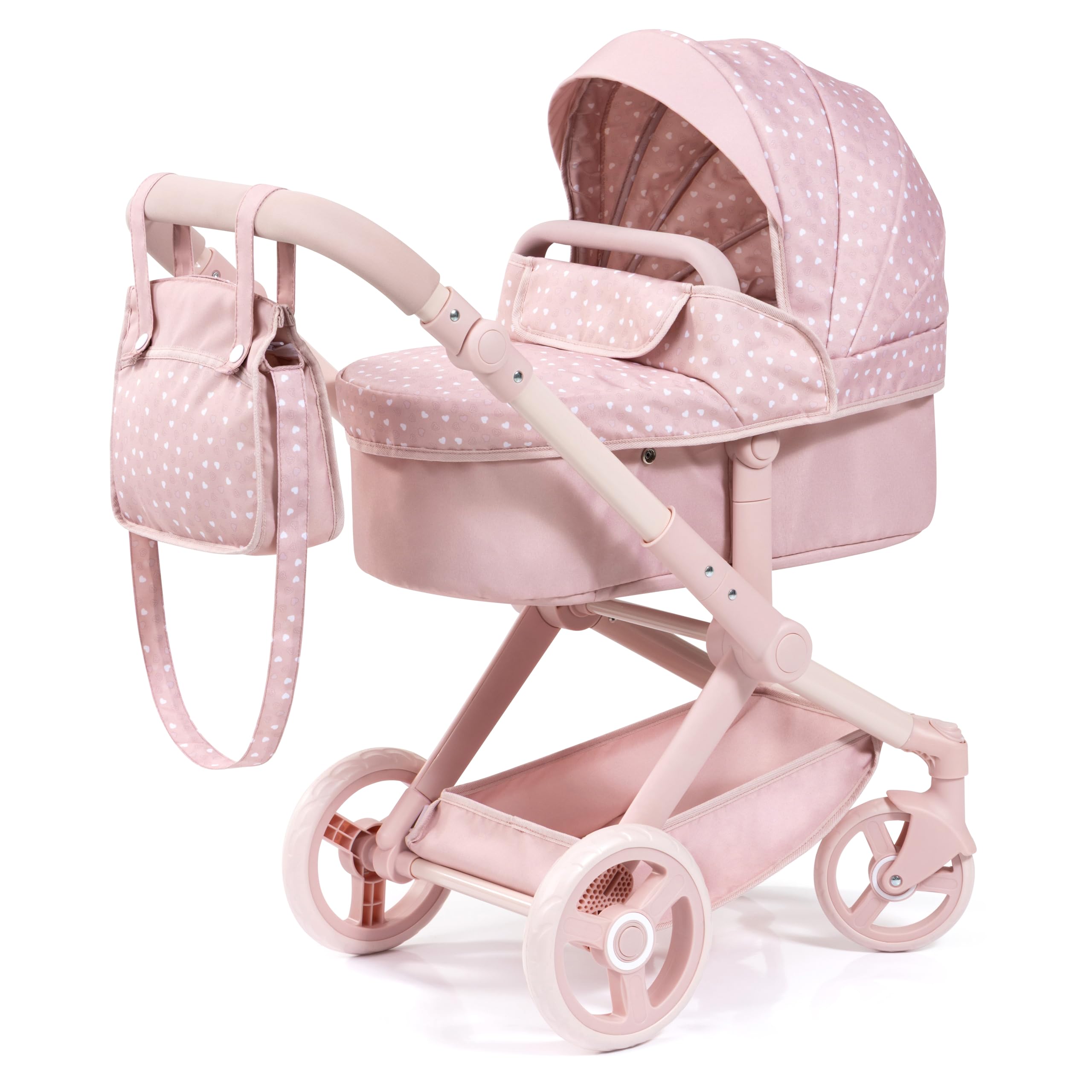Bayer Design Puppenwagen Xeo mit Tasche, höhenverstellbar, wandelbar | wandelbar als Puppenjogger, Schwenkschieber, verstellbarer Griff, bewegliche Vorderräder, integrierter Korb