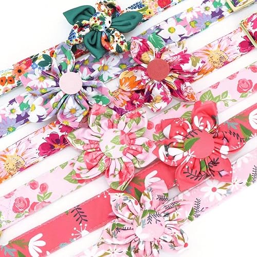 Miniatura 4 de Beirui Lindos collares para perros pequeños, medianos y grandes, múltiples patrones florales, collares para mascotas con flores para bodas y
