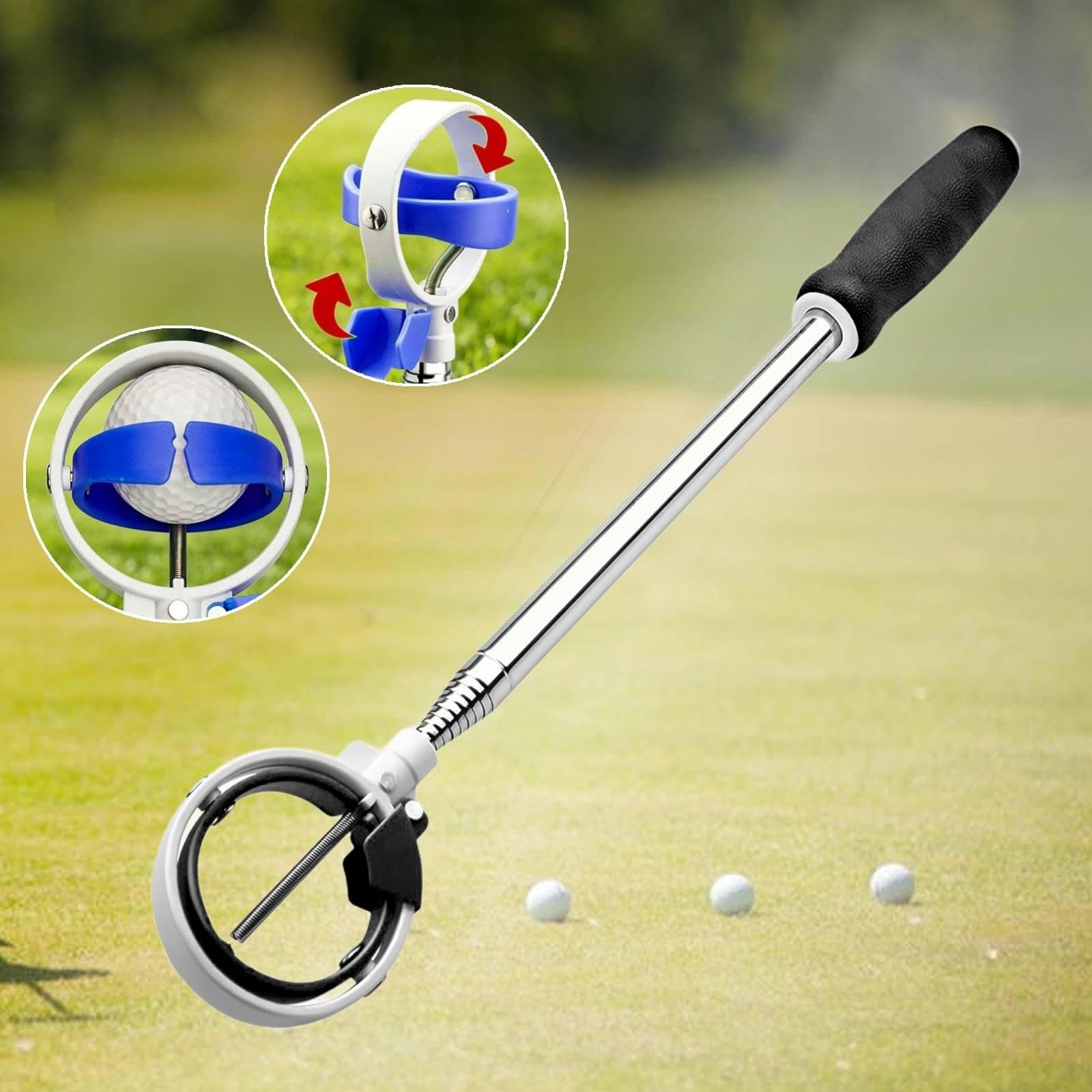 Recupera Palline da Golf, Accessorio per Raccogliere Palline da Golf con Asta in Acciaio Inossidabile, Impugnatura in Gomma Antiscivolo, Alta Visibili, Verde