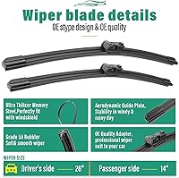 Vista 219 de 26" 20" 16" Windshield Wiper Blades Replacement for Dodge Grand Caravan 2008-2020 / Chrysler Town & Country 2008-2016 Premium All Weather Front Rear