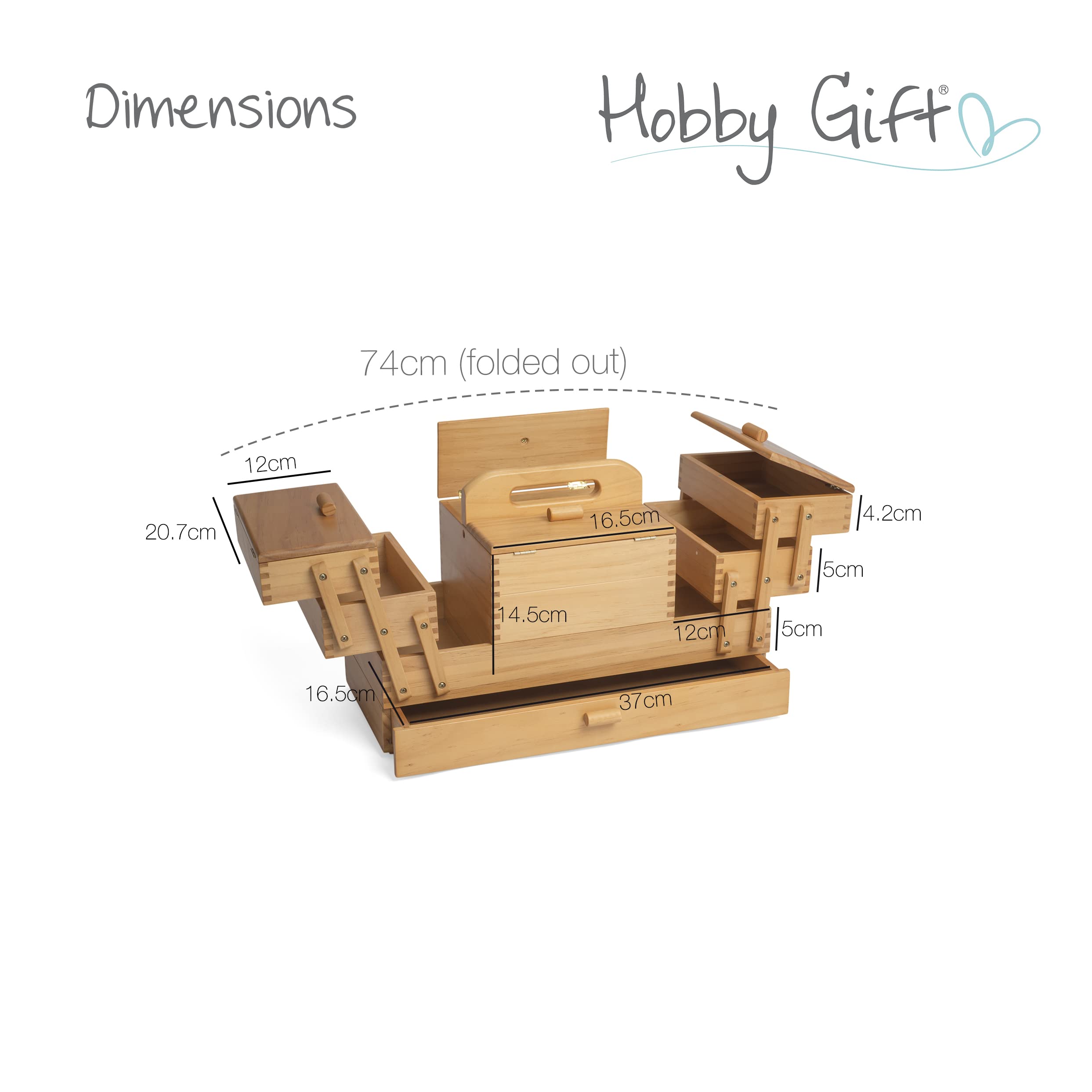 Hobby Gift Contenitore di legno a sbalzo per cucito e hobbistica, a 4 livelli con cassetto