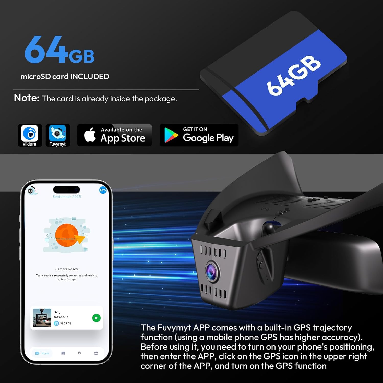 4K Dash Cam for XC40 2023-2026 & XC40 Recharge 2021-2024,B4 B5 T4 T5 P8,Integrated OEM-Style,UHD 2160P Video,WiFi & App,Loop-Recording,Easy-Install,64GB Card