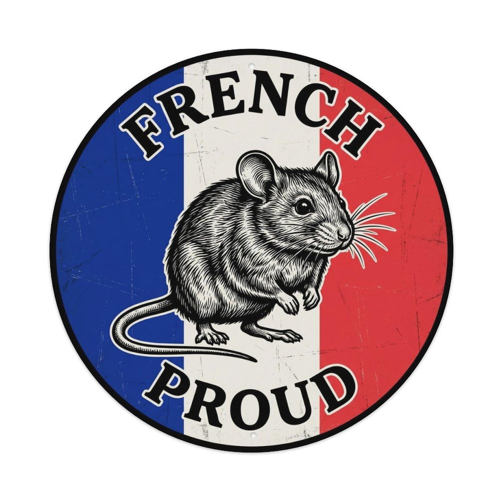 Olhnbad Style French Proud Mouse Wildlife National Emblem Metal Tin Sign