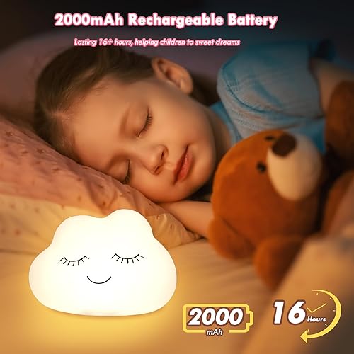Miniatura 4 de Luz nocturna para niños, 7 colores de silicona suave para niños, luz nocturna para niños con 3 niveles regulables, luz nocturna antideslumbrante