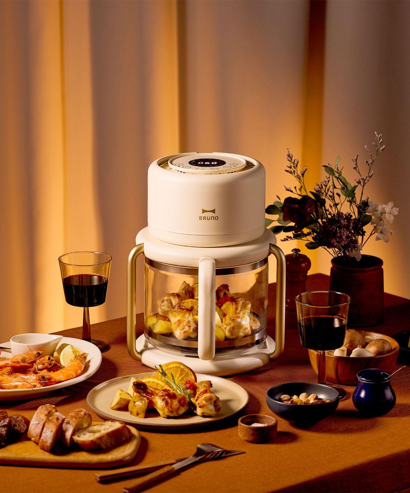 キッチン家電 BRUNO Glass Air Fryer BOE122 Ivory BRUNO Glass Air Fryer - Ivory : Amazon.sg: Home