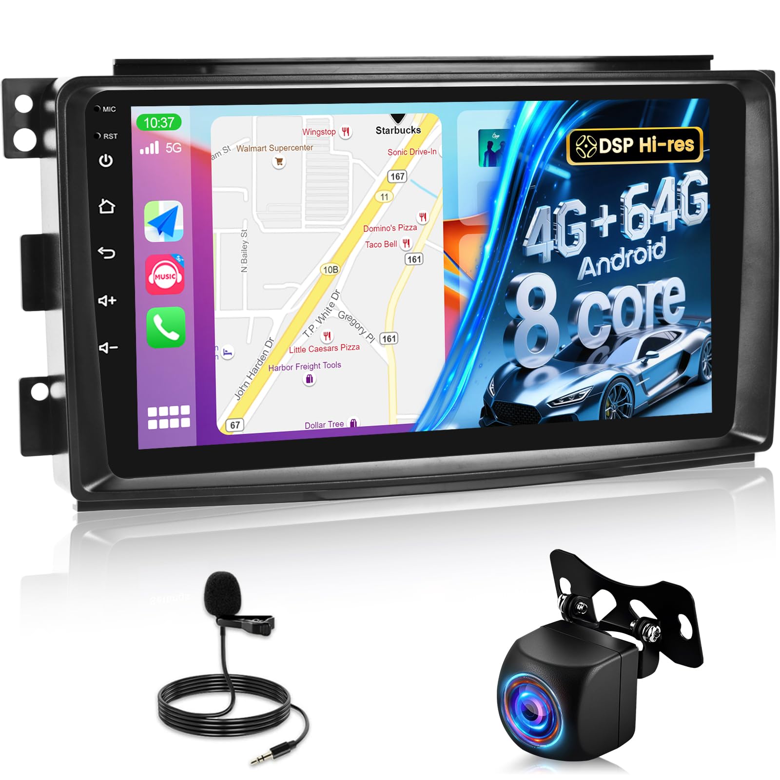 Photo 1 of [Qualcomm] 8 Core 4+64G Android Radio for Mercedes Benz Smart Fortwo 2005-2010: 9 inch IPS Touchscreen Smart Car Radio - 3D Car Model, Cooling Fan, Carplay, DSP Hi-Res, UI Design + Backup Camera