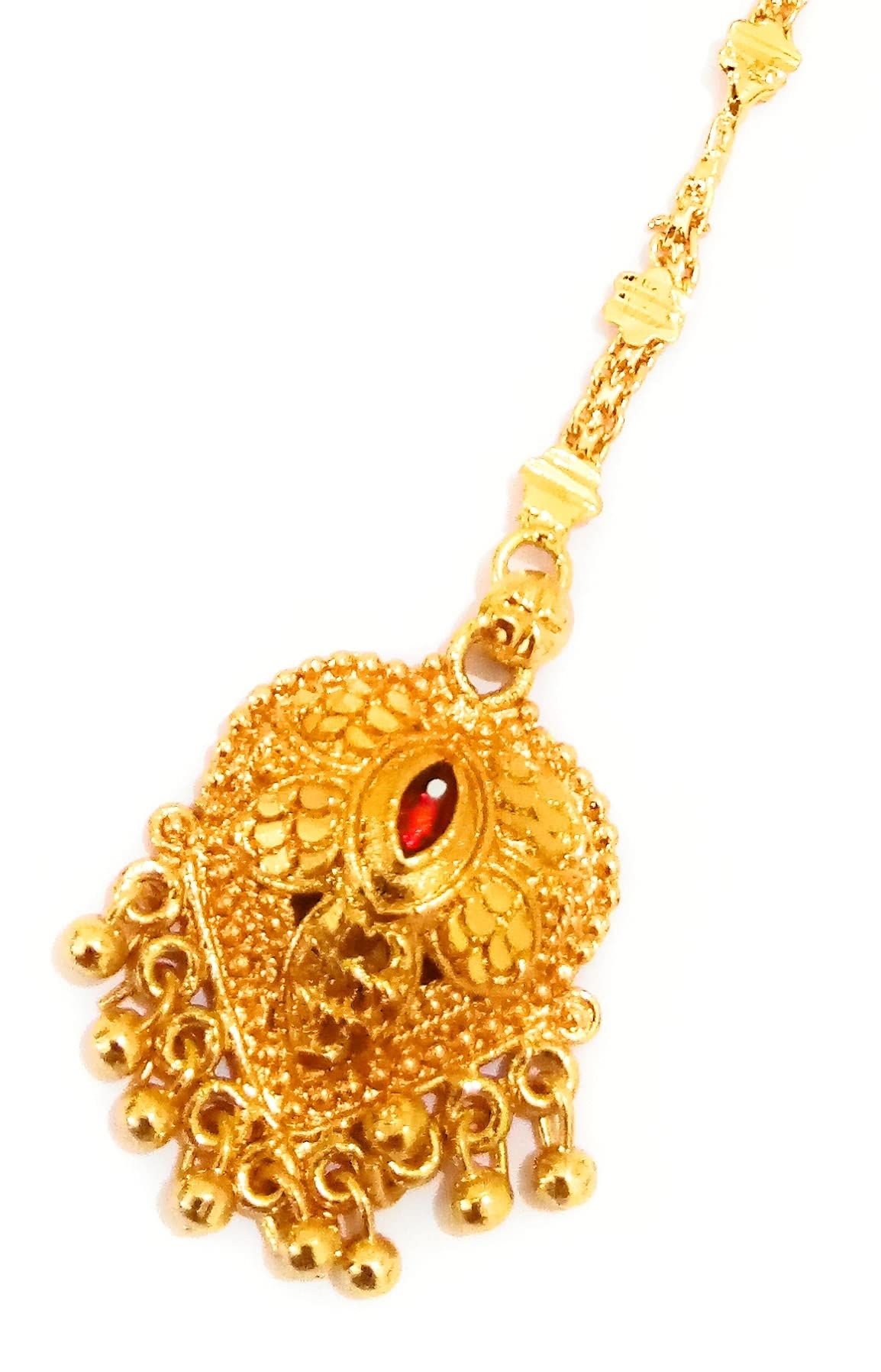 Mang tikka chapado en oro para mujer de Indian Collectible, sin piedras preciosas, One Size, Gema, No es una piedra preciosa