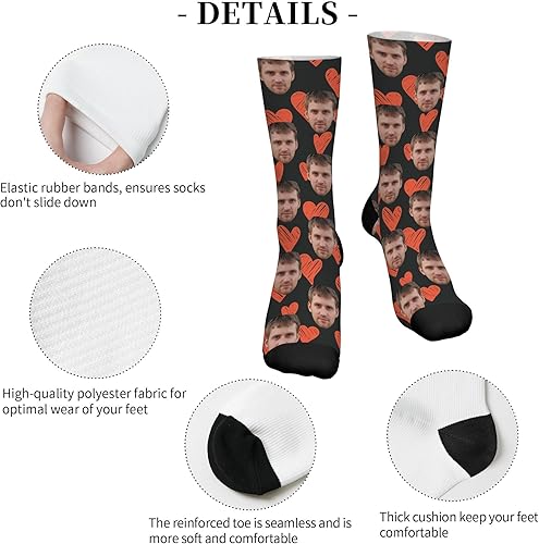 Miniatura 3 de D-Story Calcetines de cara personalizados, foto personalizada en calcetines, calcetines deportivos unisex para hombres y mujeres