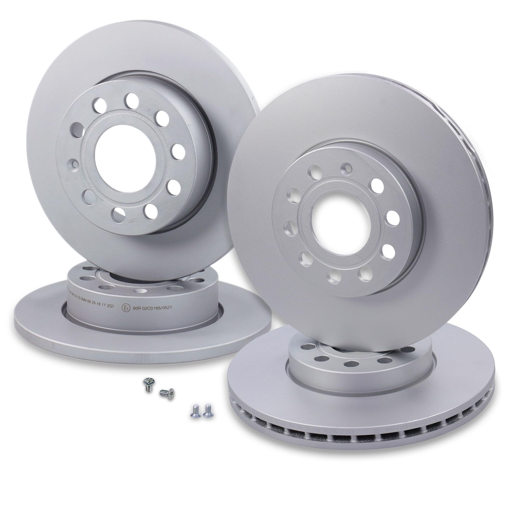 ATE Bremsenset inkl. Bremsscheiben vorne Ø 288 mm belüftet + hinten Ø 256 mm voll und Bremsbeläge vorne + hinten und Warnkontakt Kompatibel mit AUDI A3, SEAT, SKODA OCTAVIA, VW CADDY, GOLF, SCIROCCO