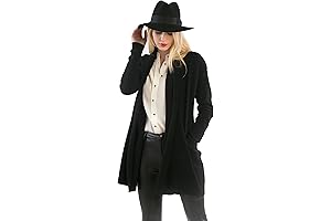100% Luxurious Black Cashmere Oversized Open Front Cardigan Coat